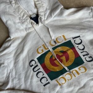 GUCCI Cream Pullover Drawtsring Hoodie